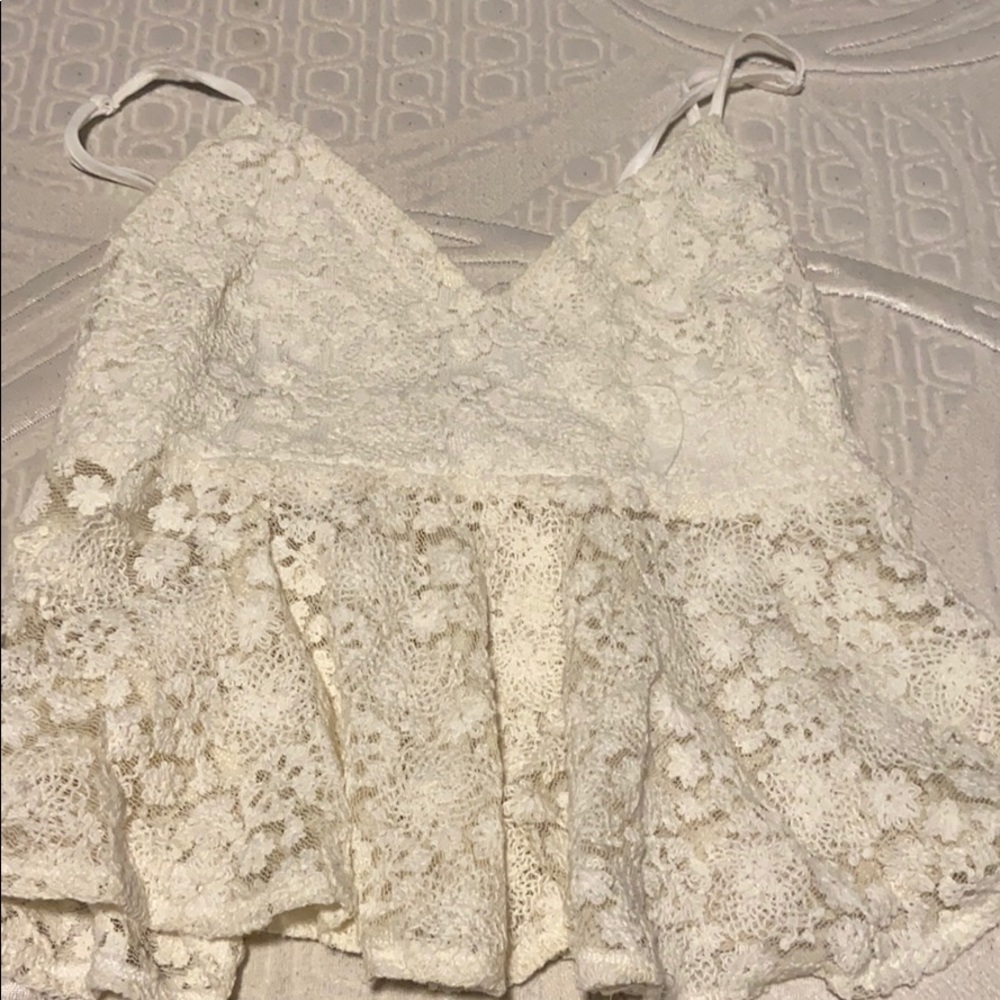 White lace crop top